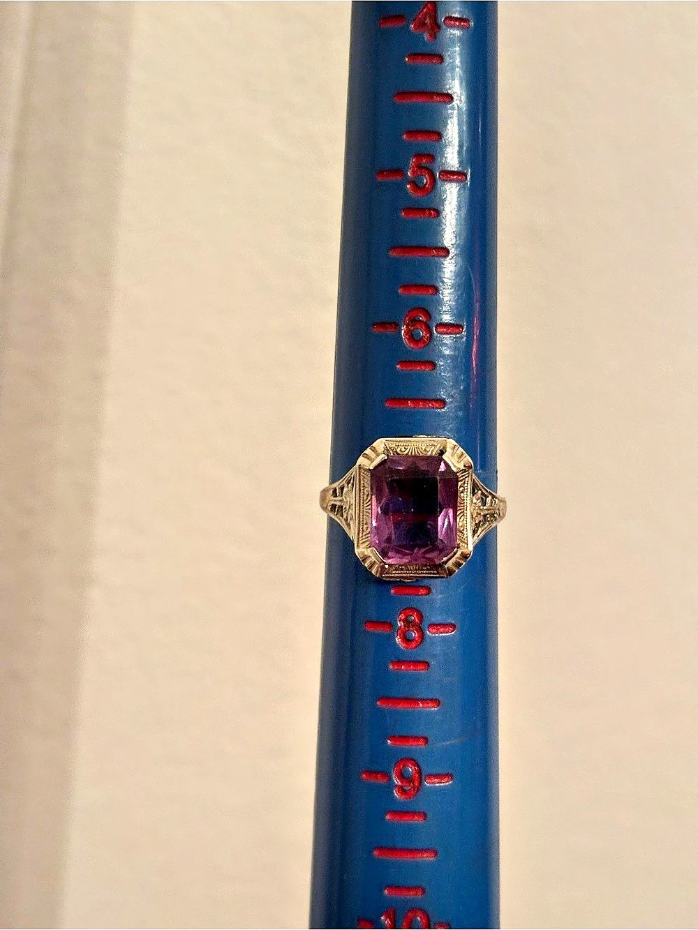Antique 14k White Gold Amethyst Edwardian Ring Size 7.25